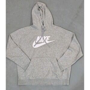 Nike‎ Sportswear Club Fleece Hoodie Gray Pullover Logo Mens Size Large